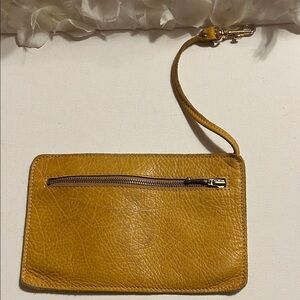Chic Yellow Leather Wristlet